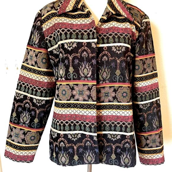 Vintage Coldwater Creek PL Tapestry Jacket Boho Southwestern Woven Coat - Picture 5 of 10